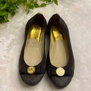 MICHAEL KORS Ballet Flat Slip-ons Brown Bow Pattern